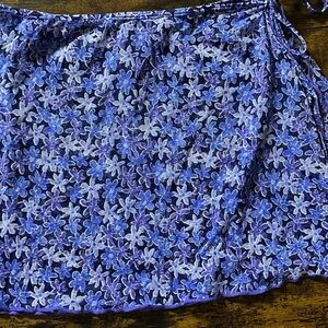 Floral Blue and Purple Women Swim Sarong